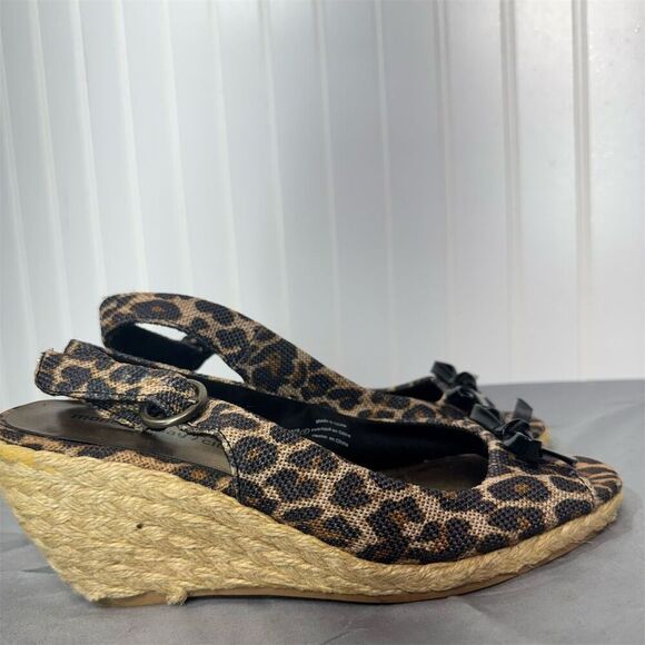 Leopard Print Espadrille Wedge Heels Sz 7 | Y2K Boho Glam Slingbacks by Club - Picture 3 of 9